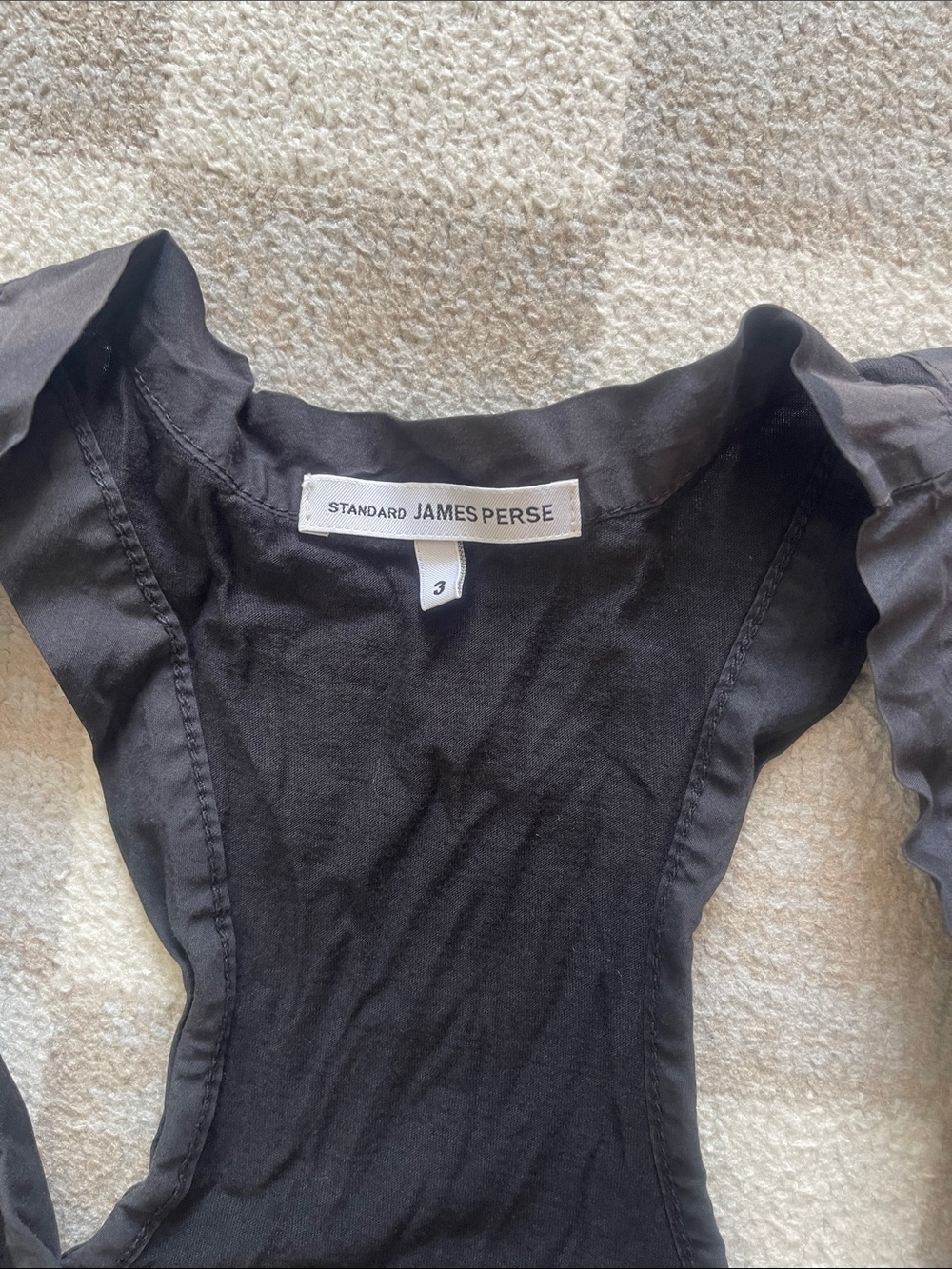 James Perse Black Ruffle Strap Racerback Tank - Picture 2 of 6